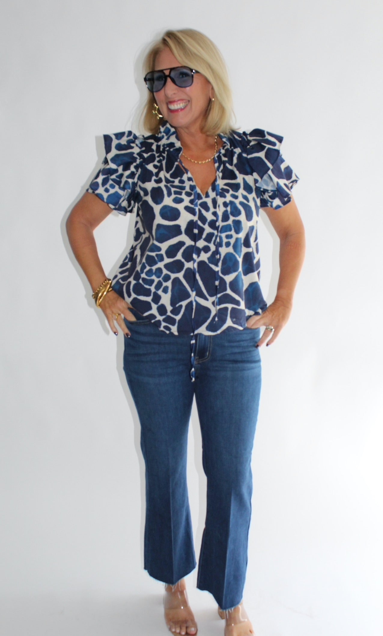 Navy Animal Top