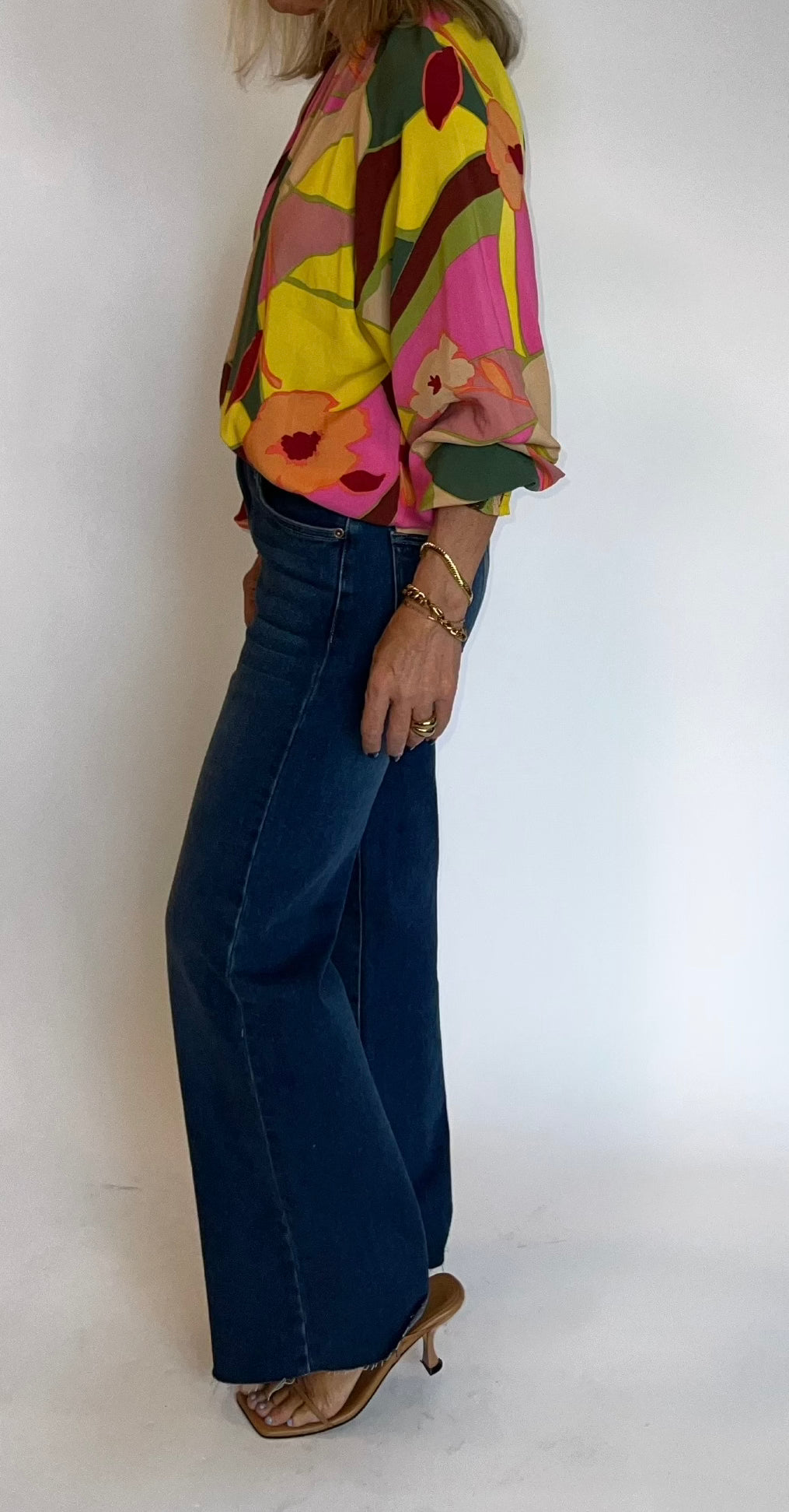 Mock Neck Printed Blouse