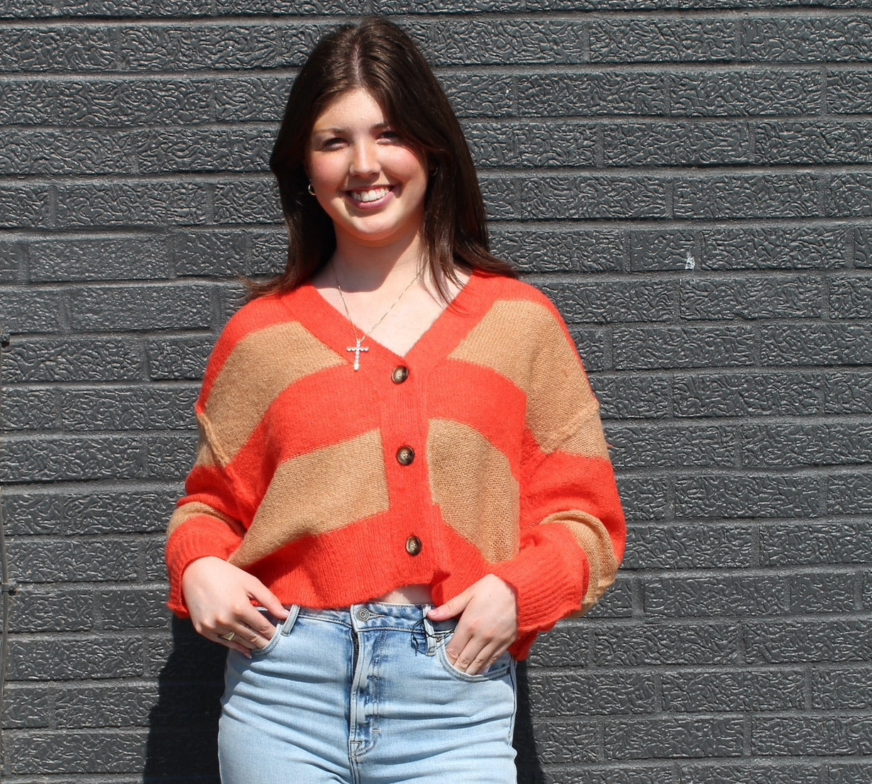 Orange Stripe Cardi