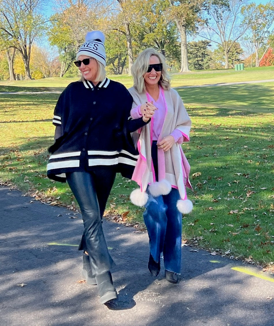 Fox Fur Pom Pom Cape (2 colors)