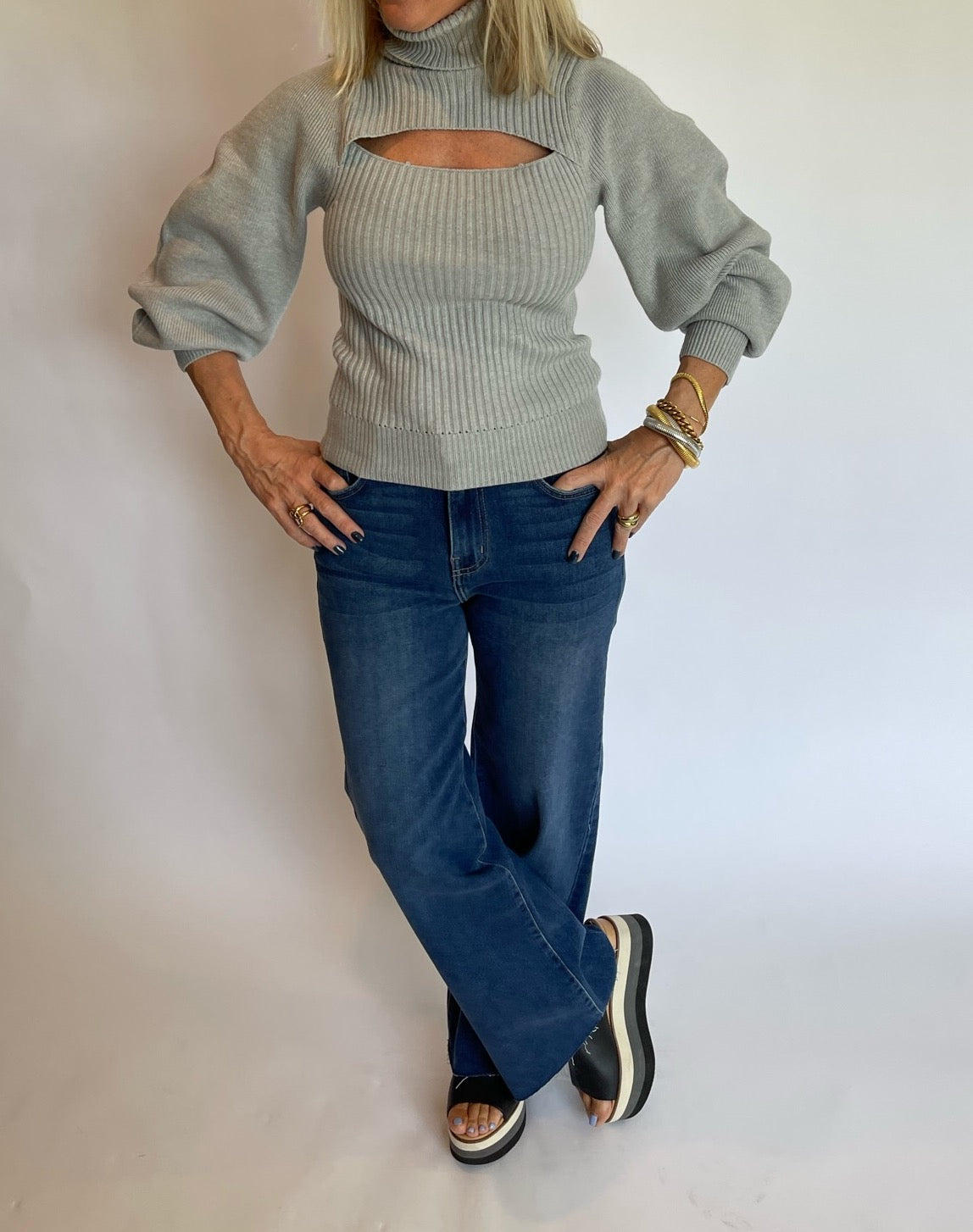 Peekaboo Sweater Tank (Grey)