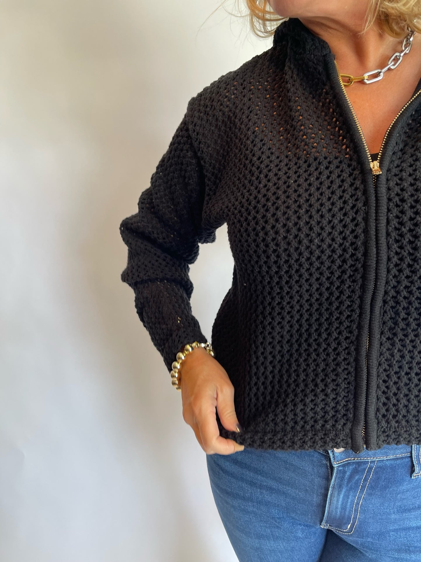 Open Knit Hooded Cardi
