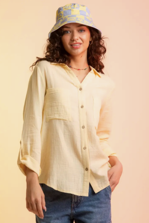 Yellow Gauze Top