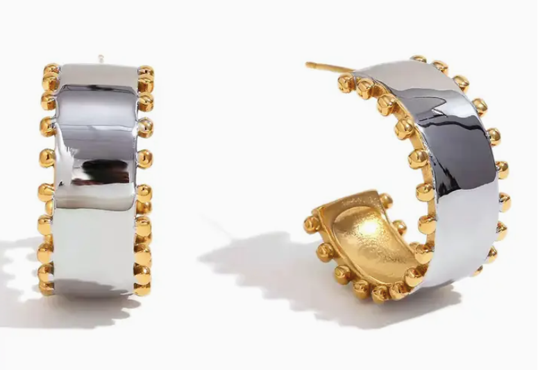 E. Two Tone Beaded Hoops