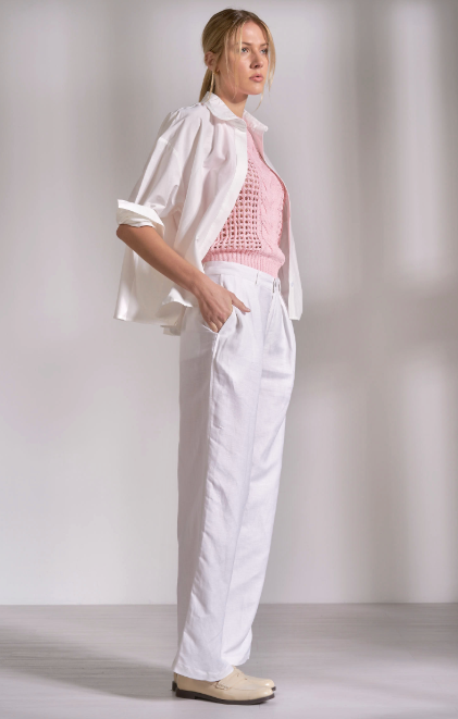 White Pleated Blouse