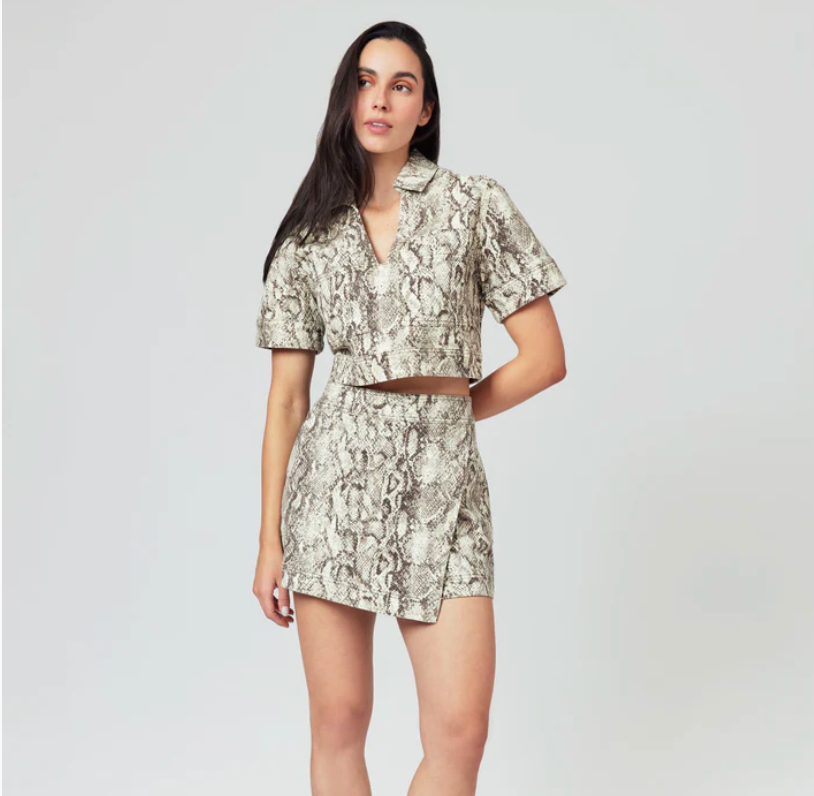 Snakeskin Popover Top