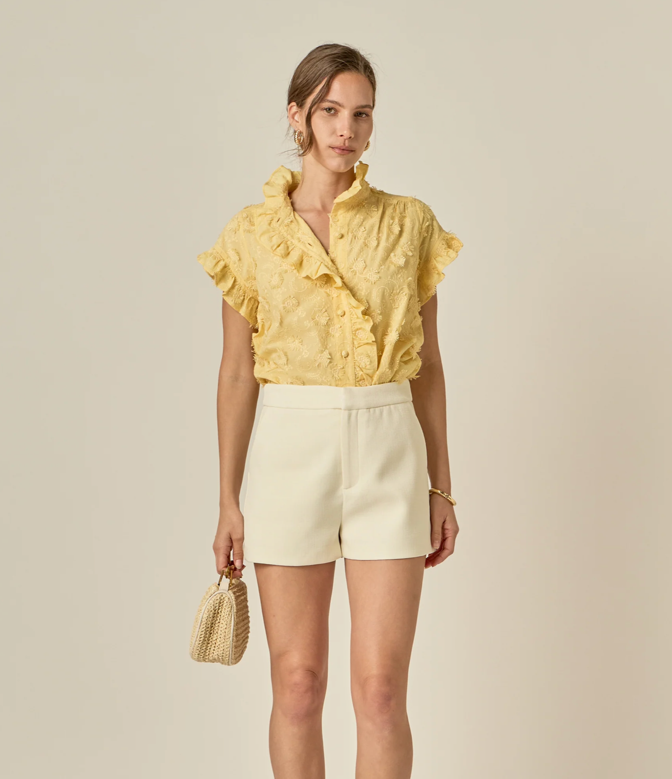 Butter Yellow Embroidered Blouse