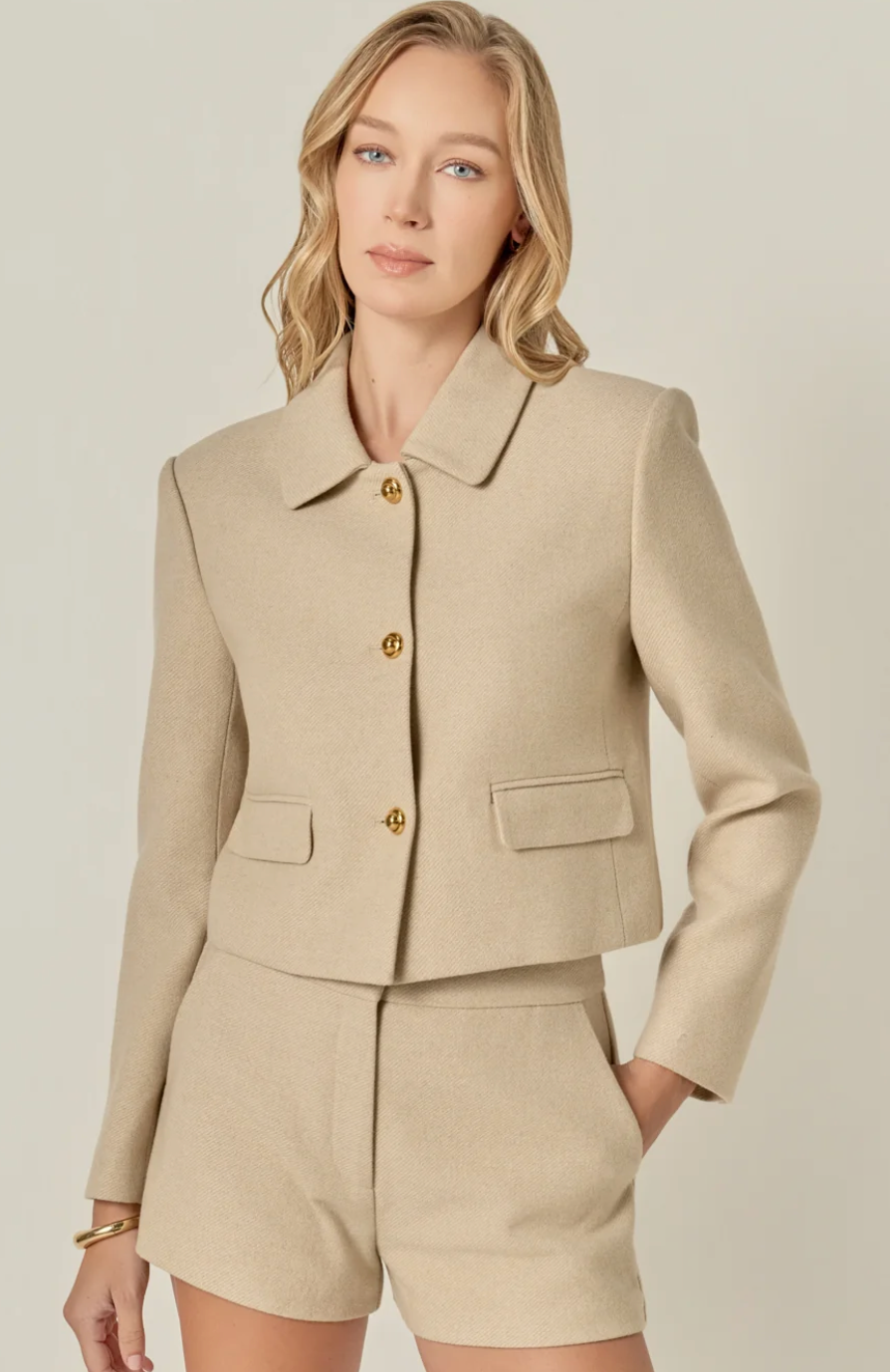 Beige Cropped Jacket