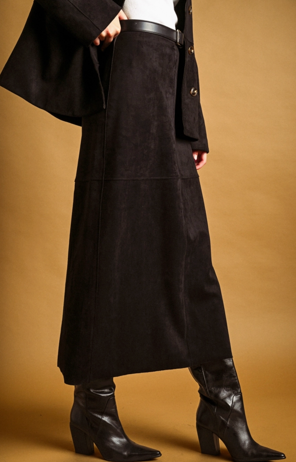 Suede Straight Skirt