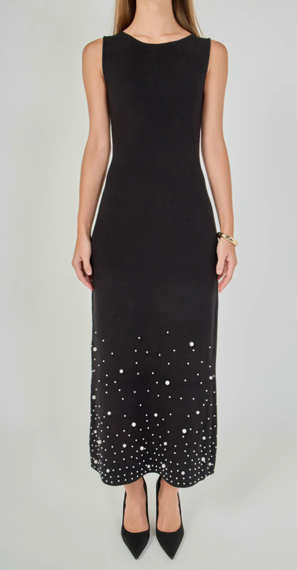 Pearl Embellished Maxi Dress