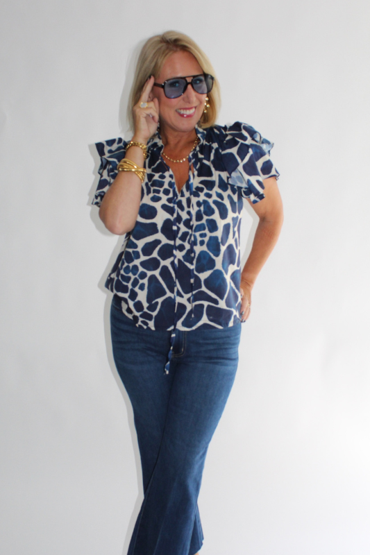 Navy Animal Top