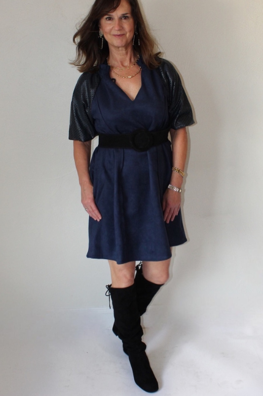 Vegan Leather Mix Media Dress