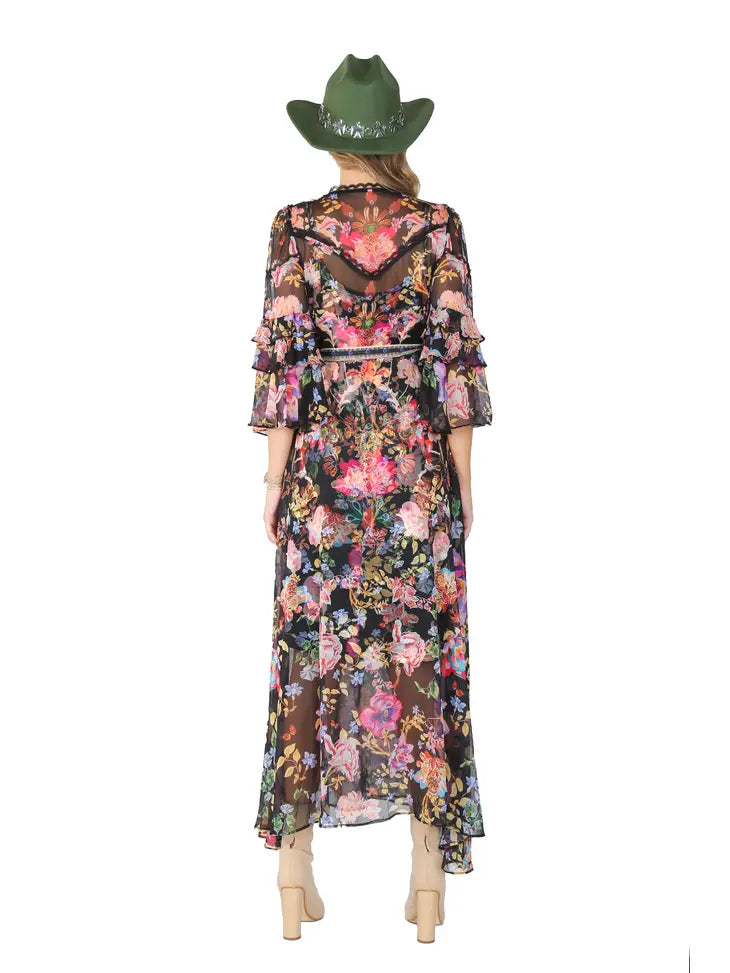Printed Chiffon Wrap Dress