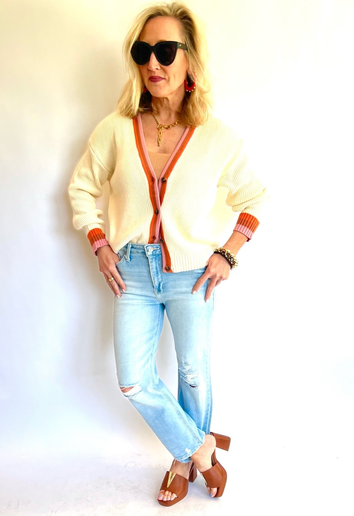Cream Multi Stripe Sweater