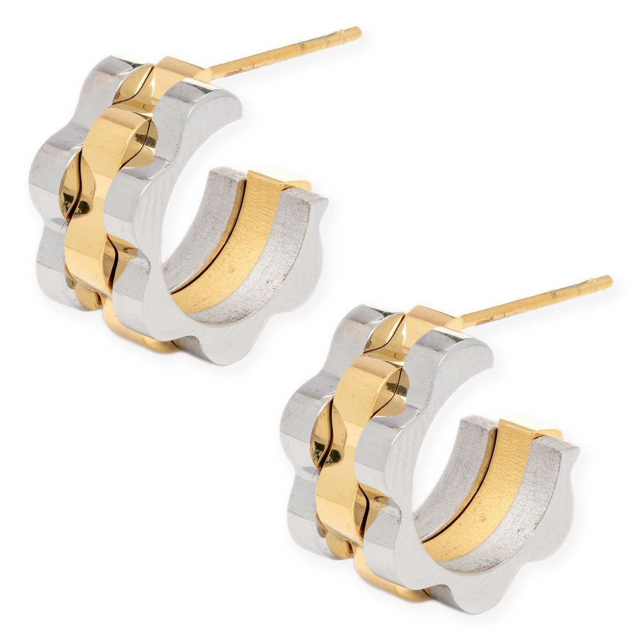 two toned baby hoop earrings