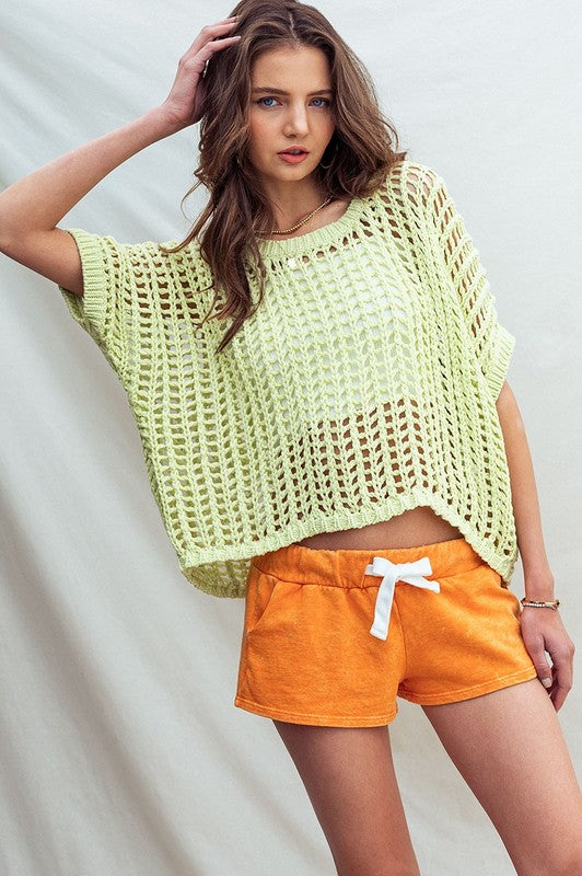 Lime Open Knit Sweater