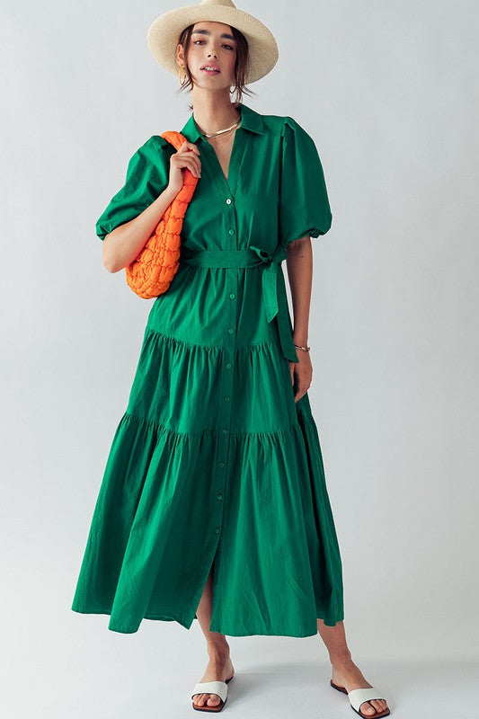 Tiered Green Summer Dress