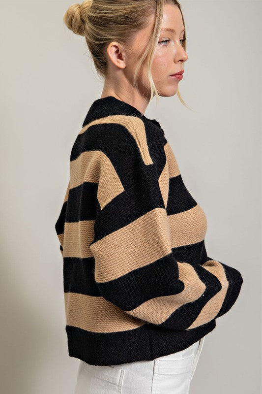 Stripe Sweater Top (Black)