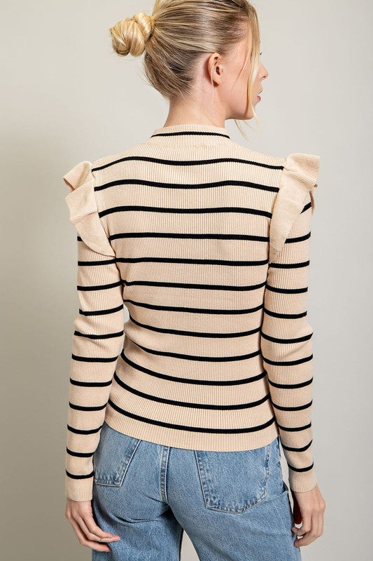 Striped Sweater Top (Oatmeal/Cream)