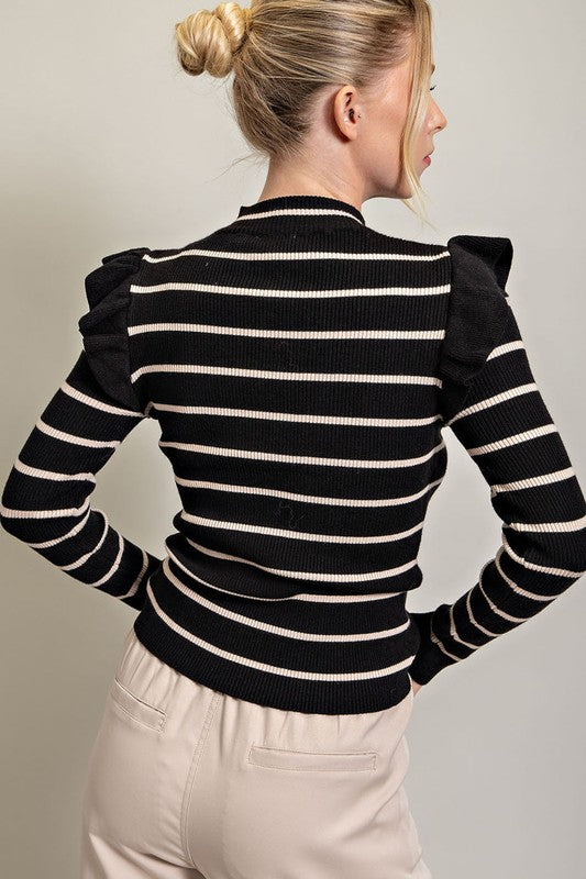 Striped Sweater Top (Black/Cream)