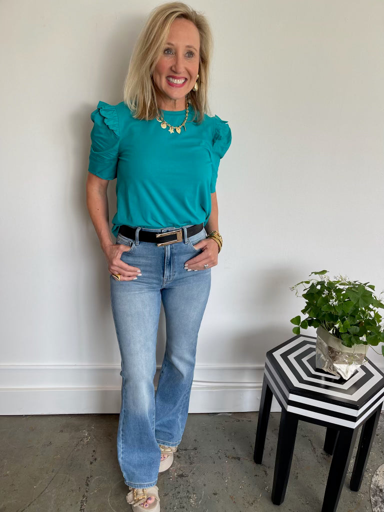 Teal Mini Ruffle T-Shirt