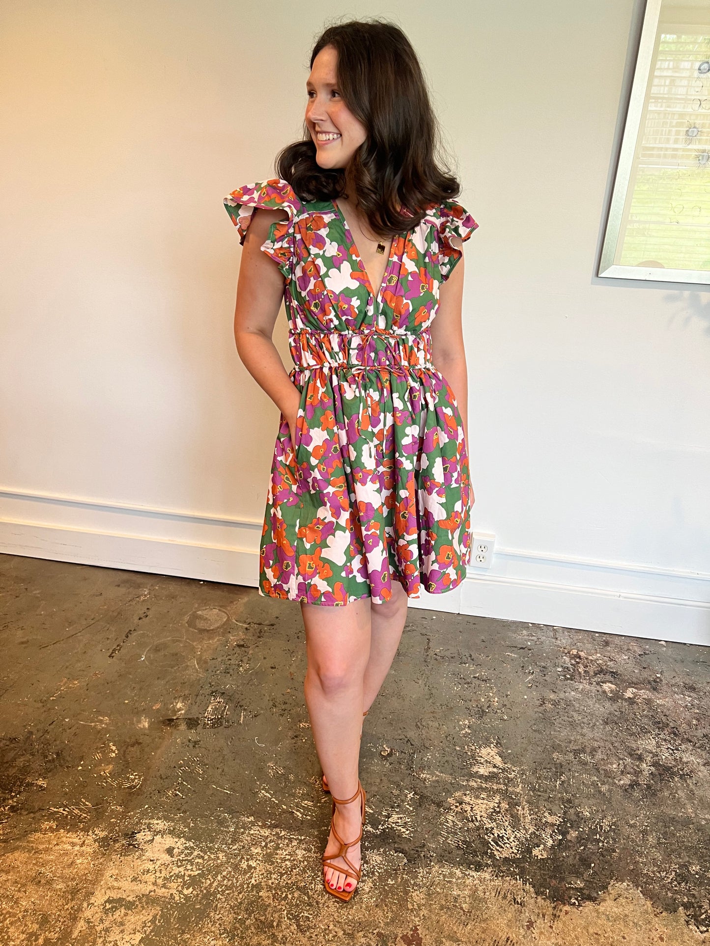 Floral Binding Mini Dress