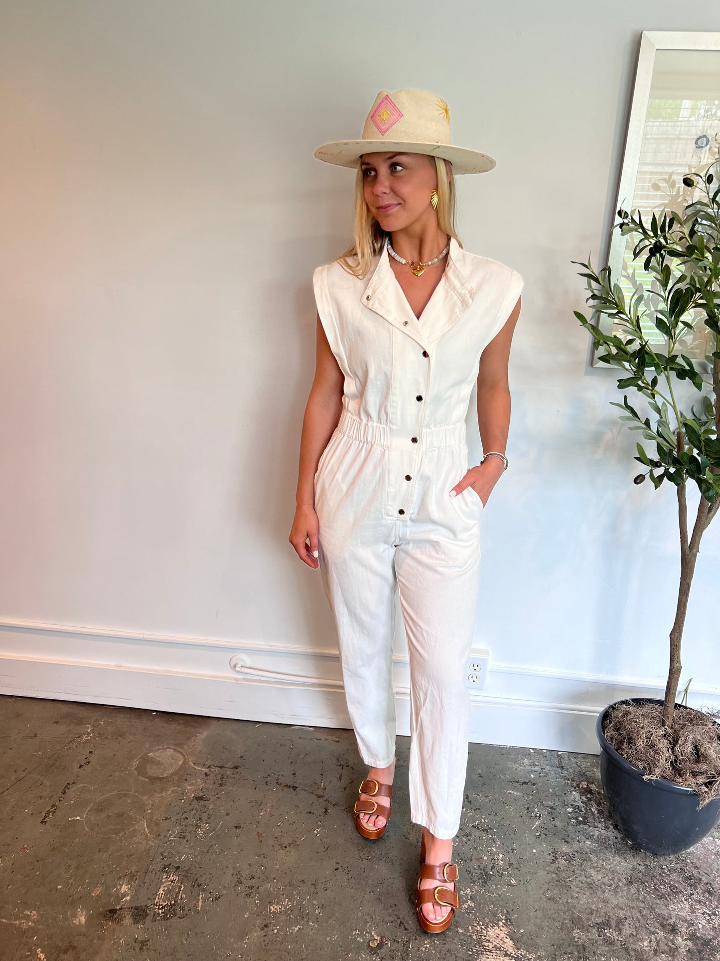 White Utility Jumpsuit