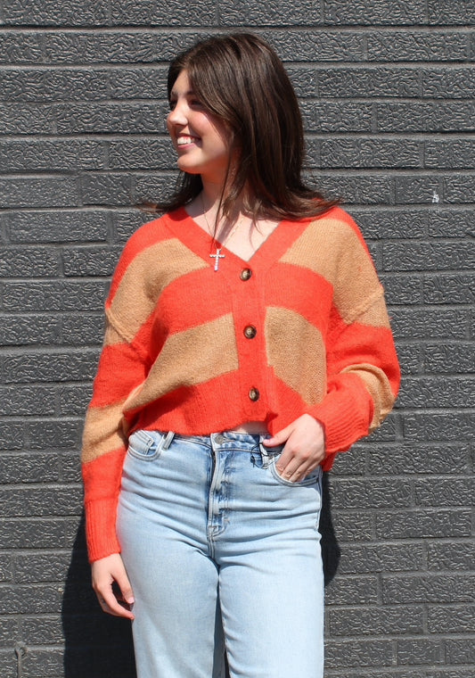 Orange Stripe Cardi