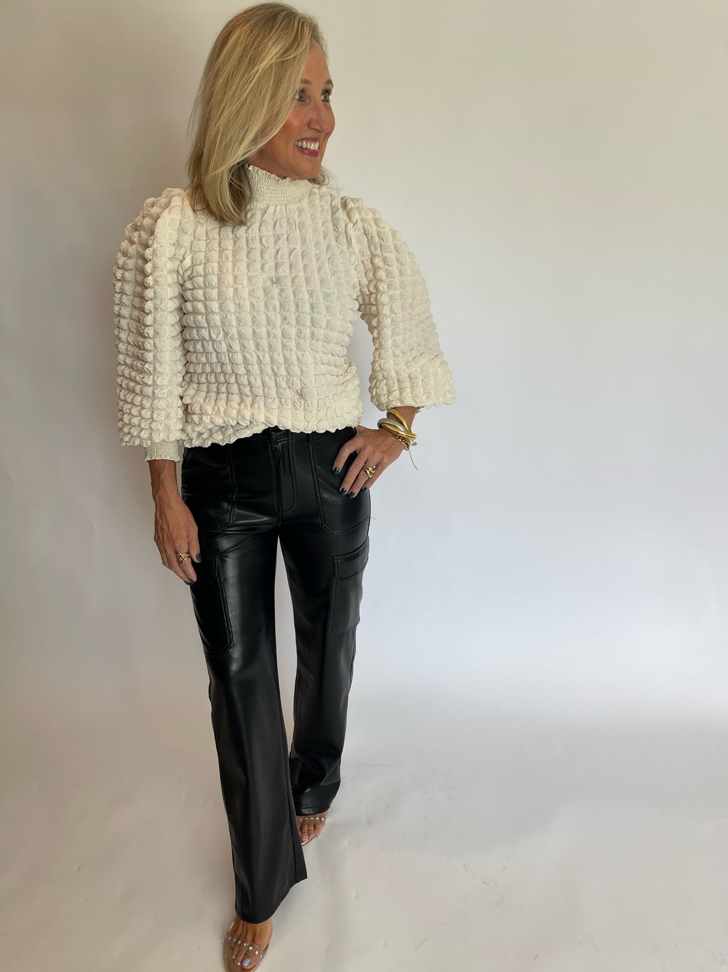Puckered Ivory Blouse