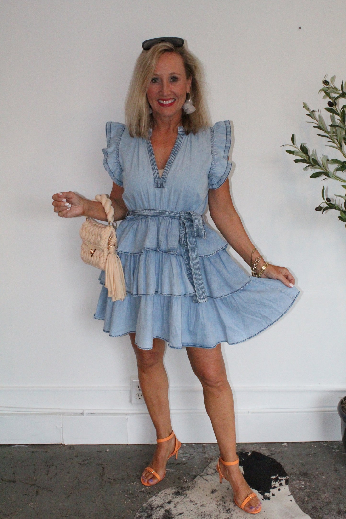 Tiered Denim Dress