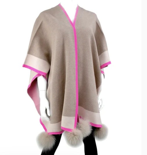 Fox Fur Pom Pom Cape (2 colors)