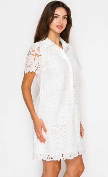 White Floral Lace Dress