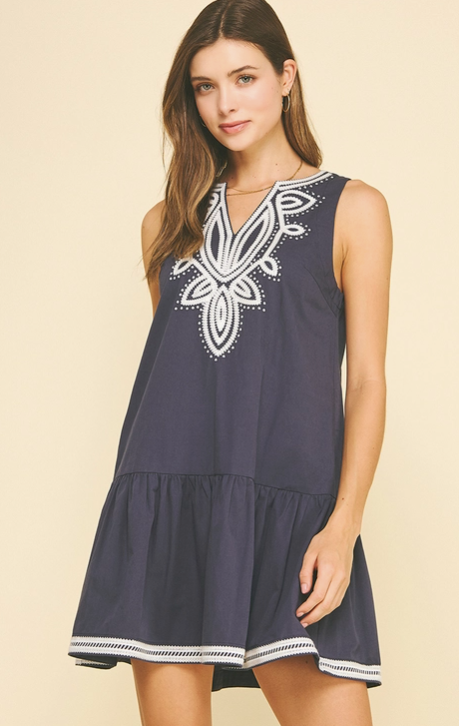 Navy Tiered Dress