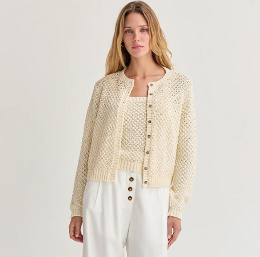 Brielle Basket Weave Cardigan Two Piece Set
