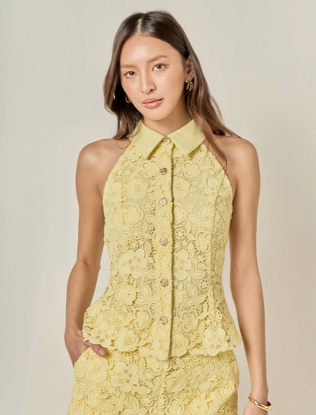 Yellow Lace Halter Top