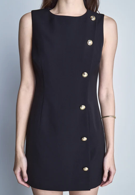 Boat Neck Buttoned Dress