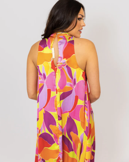 Floral Satin Halter Maxi