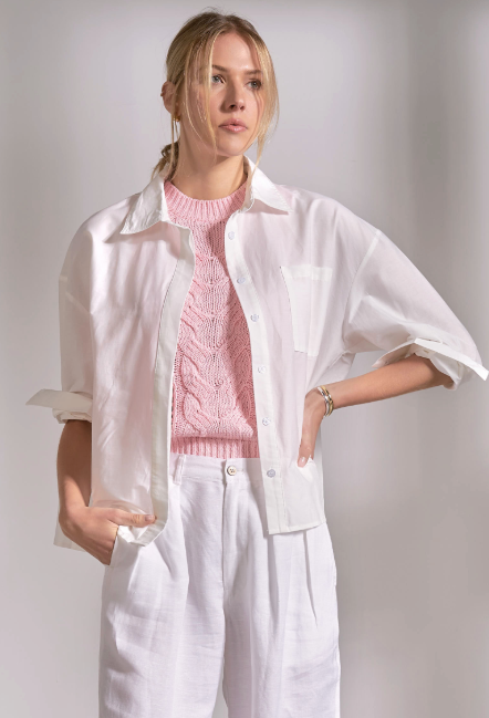 White Pleated Blouse