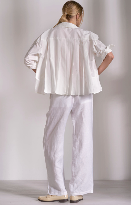 White Pleated Blouse