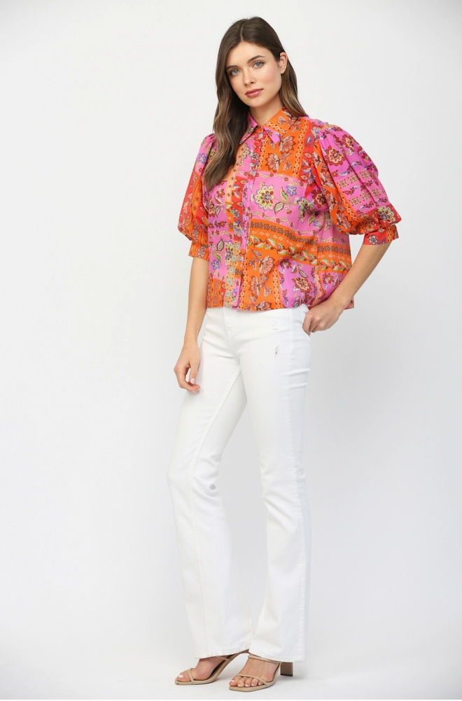 Fuchsia Patchwork Blouse