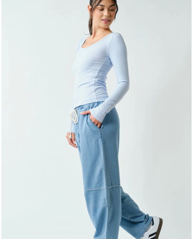 Slim Blue Scoop Neck Top
