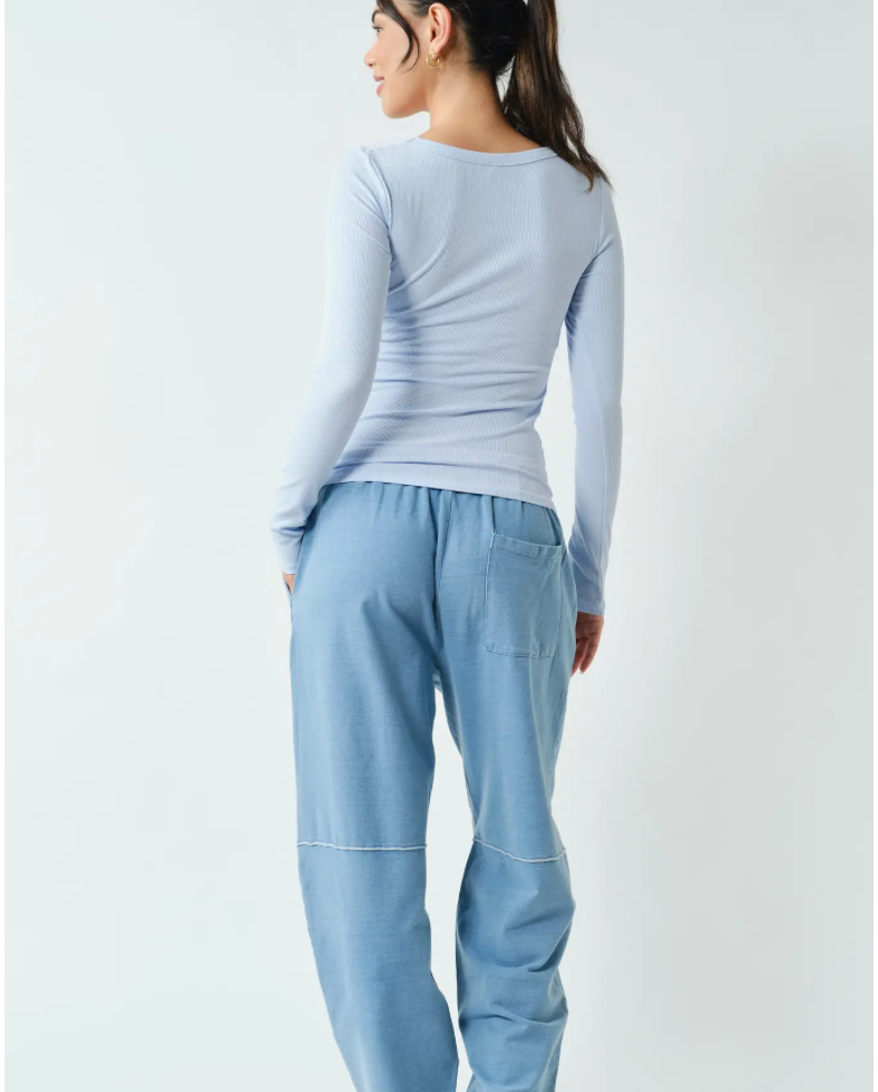 Slim Blue Scoop Neck Top