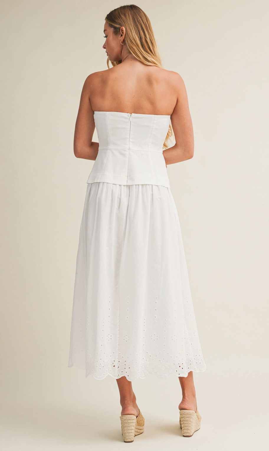 Panelled Eyelet Midi Dress