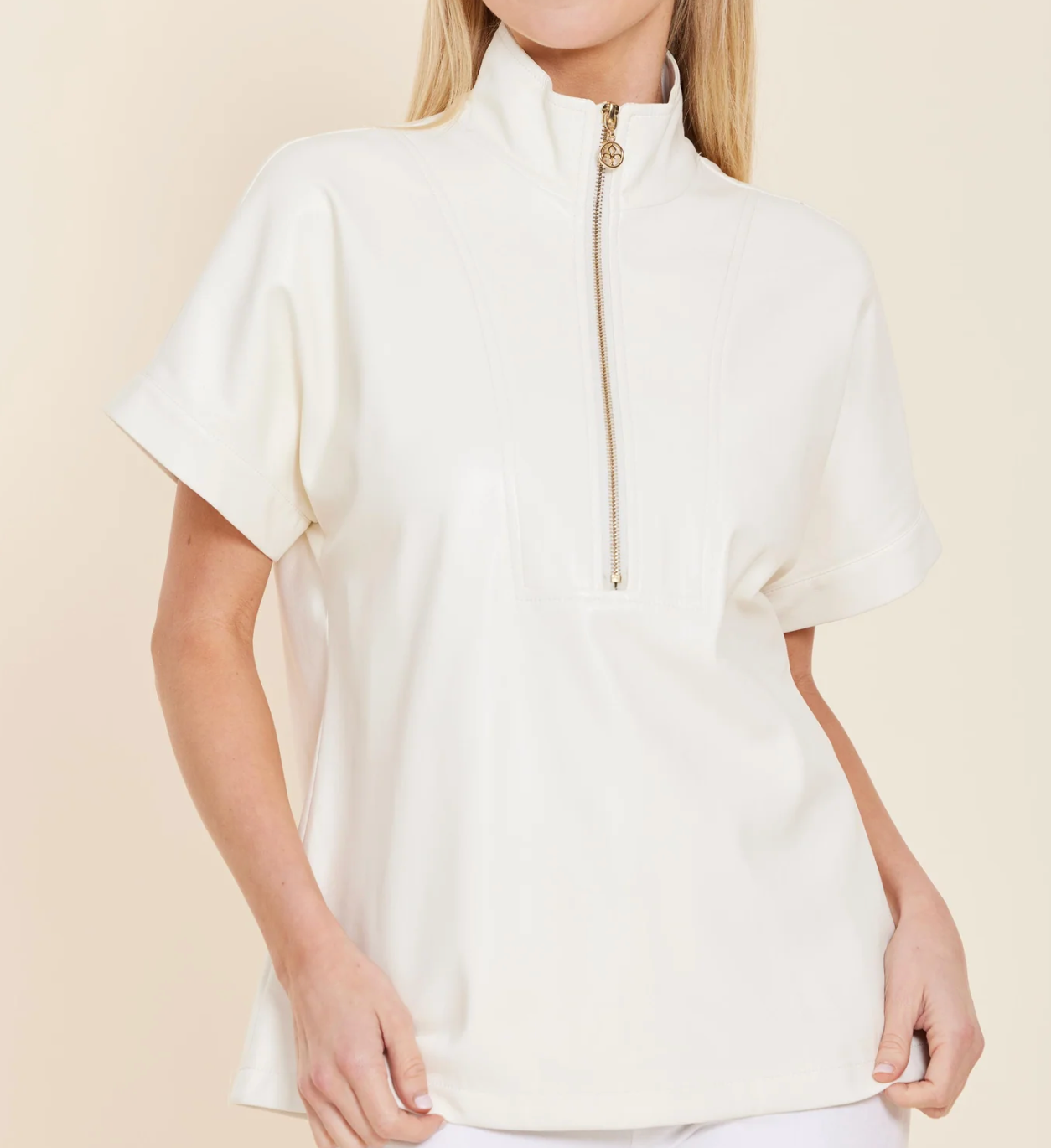 VL Zip-Up Crème Top