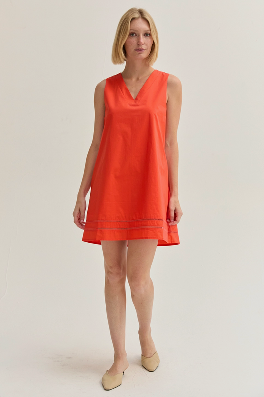 Poplin Lattice Mini Dress
