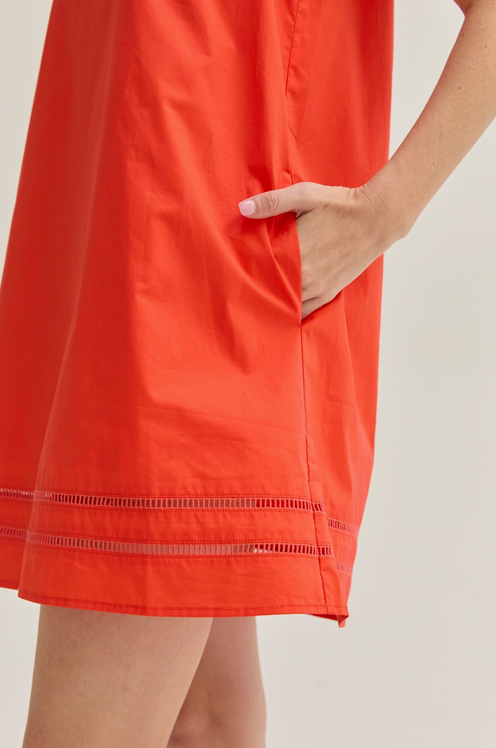 Poplin Lattice Mini Dress