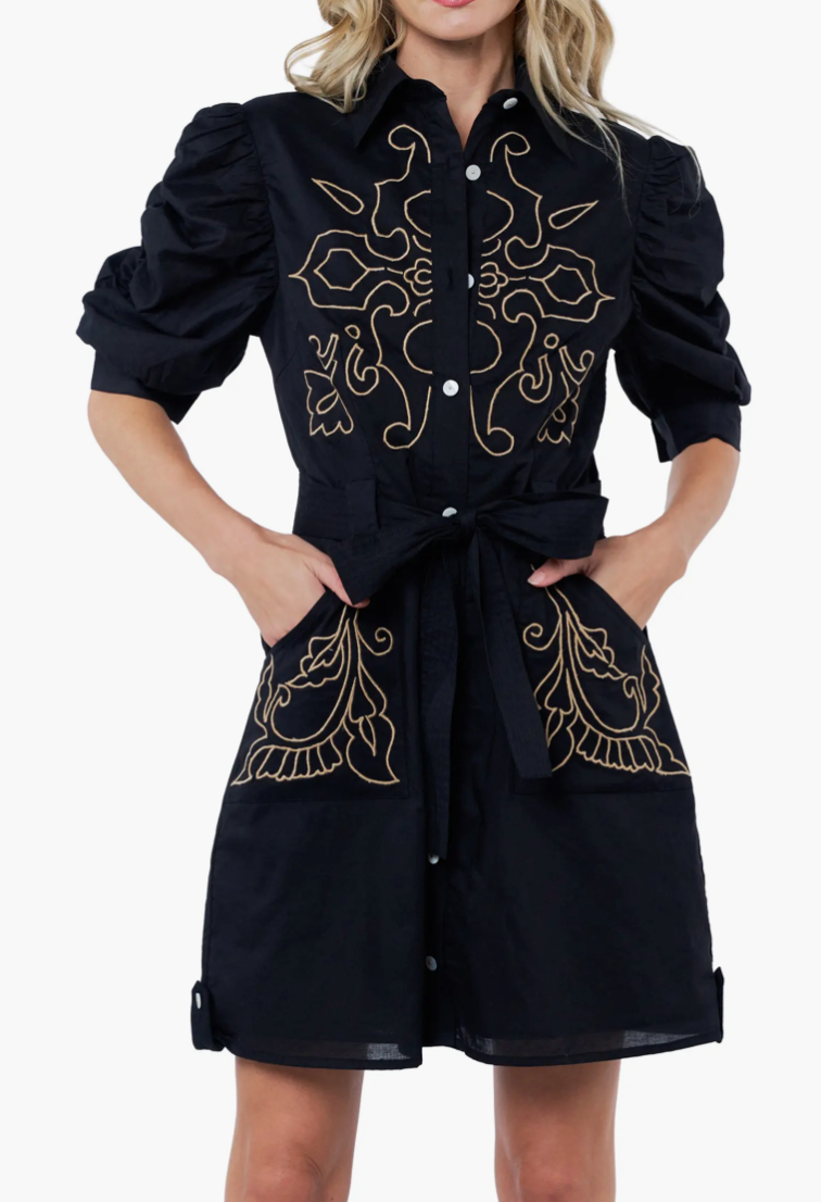 Black Embroidered Dress