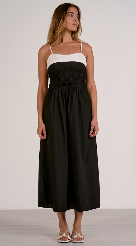 Black & White Ruched Dress
