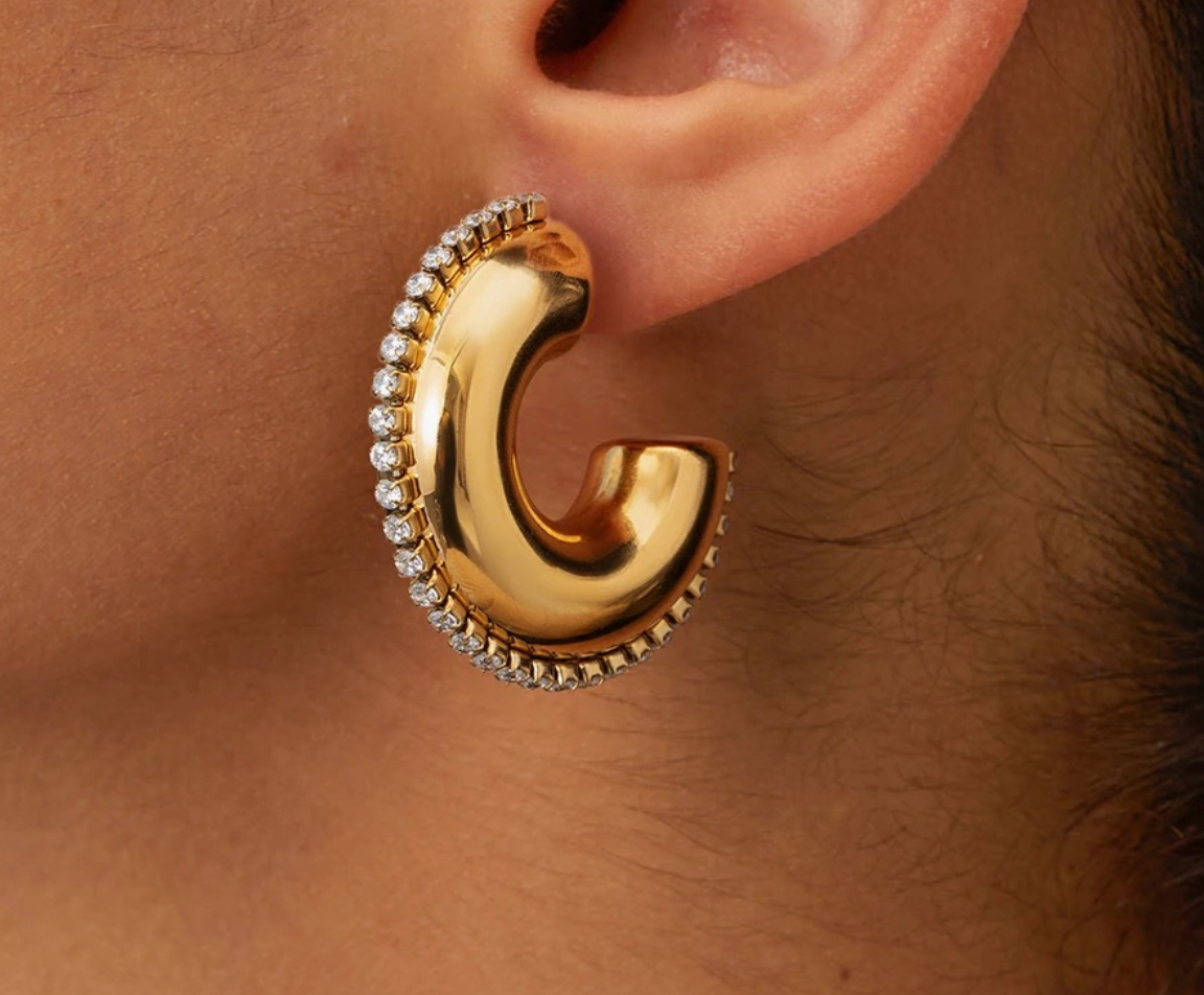E. CZ Rhinestone Hoop