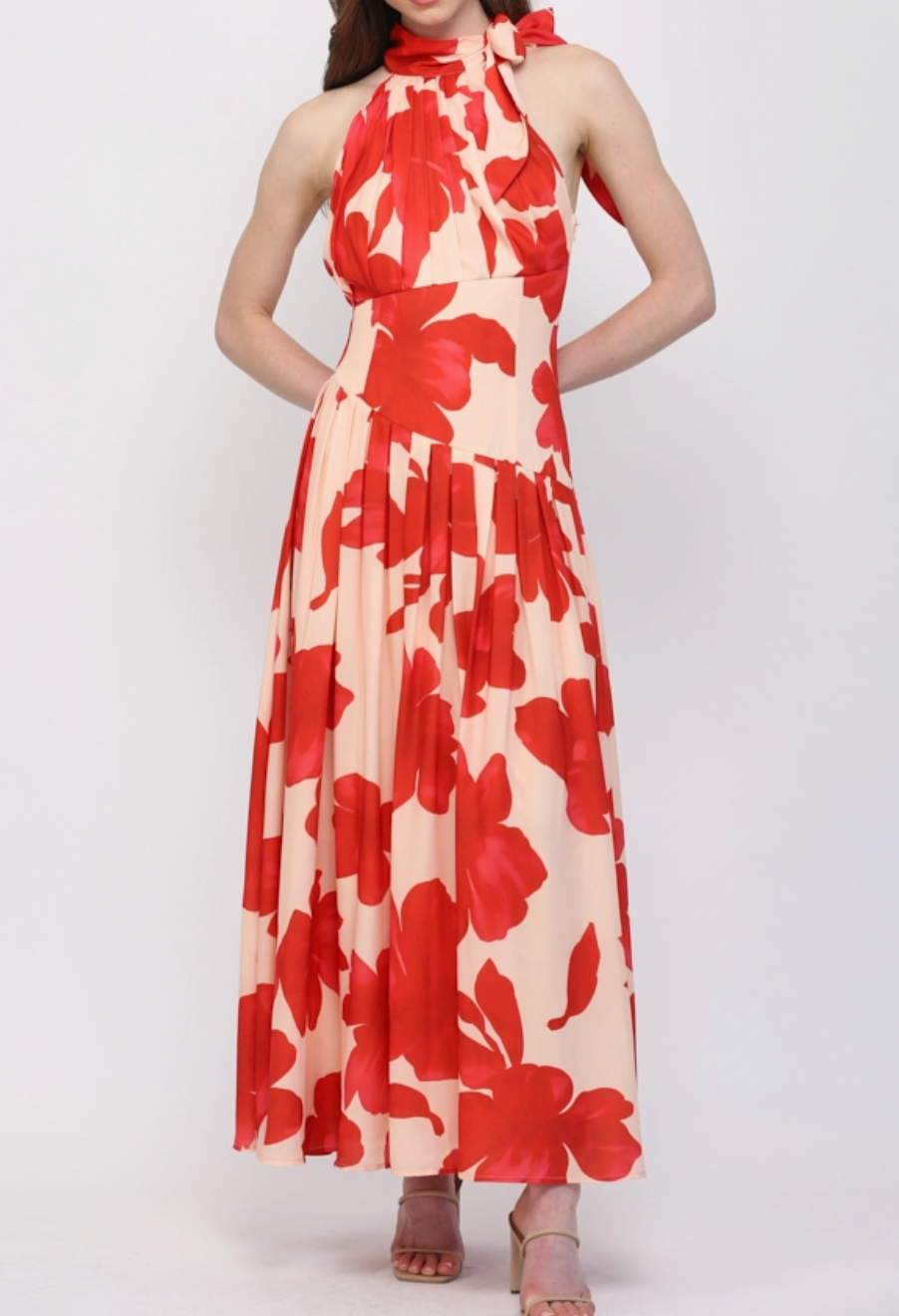 Bold Floral Halter Dress